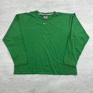 Vintage Y2K Nike Center Swoosh Long Sleeve Shirt Size XL Green Swoosh Logo
